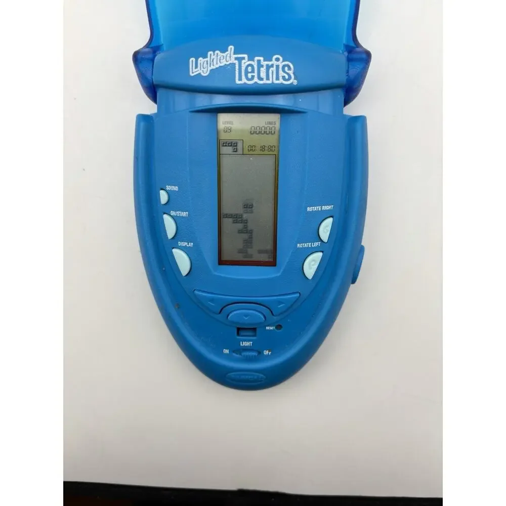 Blue Radica Lighted Tetris Flip Top Travel Game Tested Works VG Condition